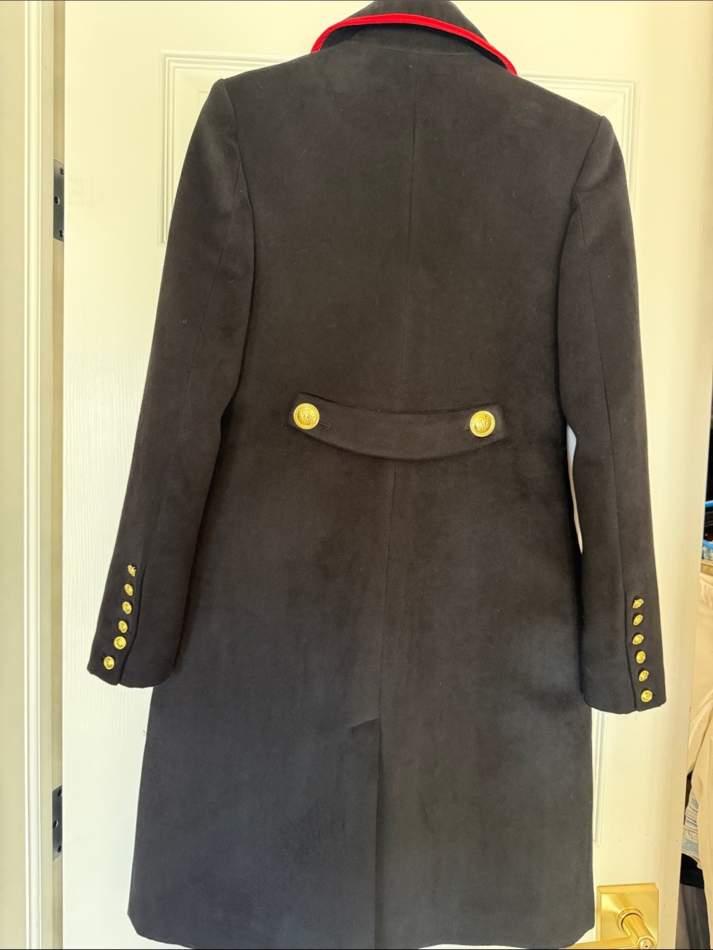 Manon Baptiste Black Trench Coat with Red Trim - Picture 4 of 5